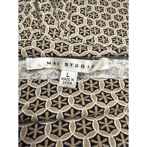 Max Studio Women’s Large Pull On Skirt Geometric Fold Over Waist Stretch Flowy - Picture 4 of 5